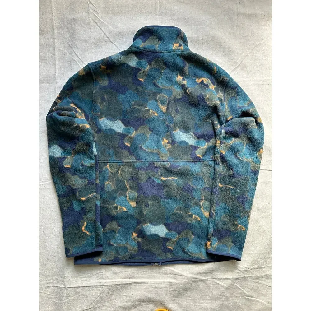 North Face Polartec Alpine Full Zip Fleece Navy Camo Mens Large - Picture 2 of 7